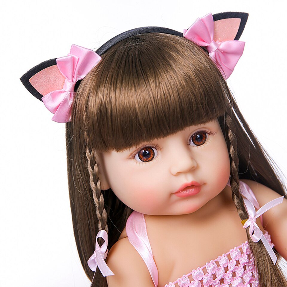 Boneca Reborn bebê Boneca Menina 48cm Corpo de Silicone Pode Banho Olh -  MoemaHair