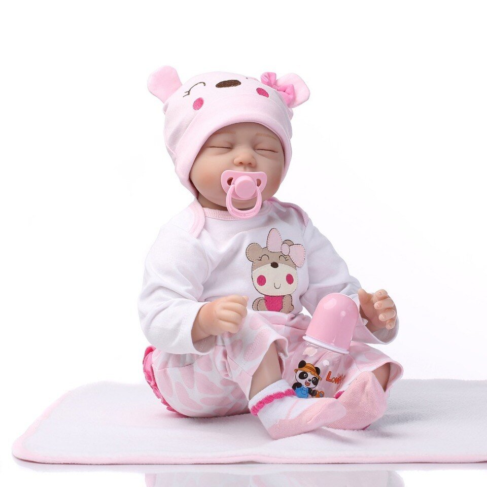 Boneca Bebê / Baby Reborn Realista Macia em Silicone Dormindo  Anatomicamente Correto NPK 48cm