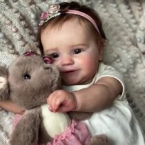 Boneca Bebê Reborn Mel Realista Pintada a Mão Corpo Silicone 50cm