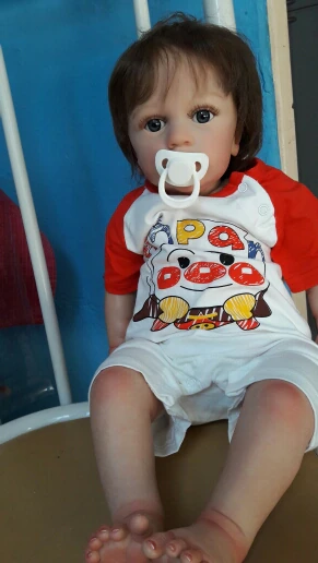 Bebê Reborn Realista Nati 60 cm Silicone e Corpo de Tecido Macio pintura 3D  - Boneca Reborn Original Silicone