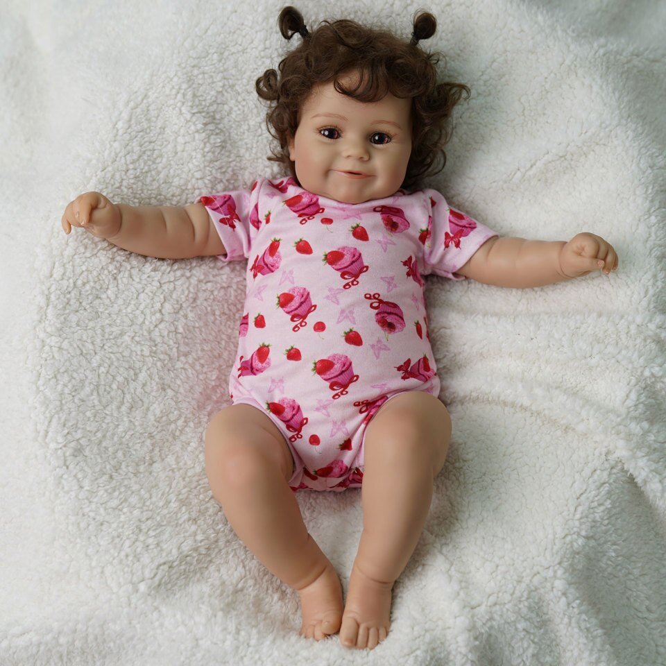 Boneca Bebê Reborn Rebeca Corpo de Tecido 50cm - Boneca Reborn